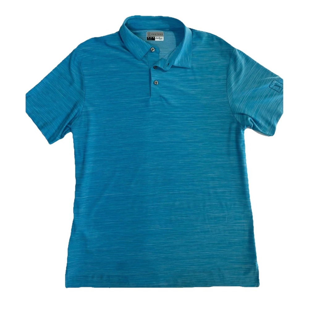 PGA Tour Airflux Golf Polo Shirt Men's Medium Blue Short Sleeve Performance